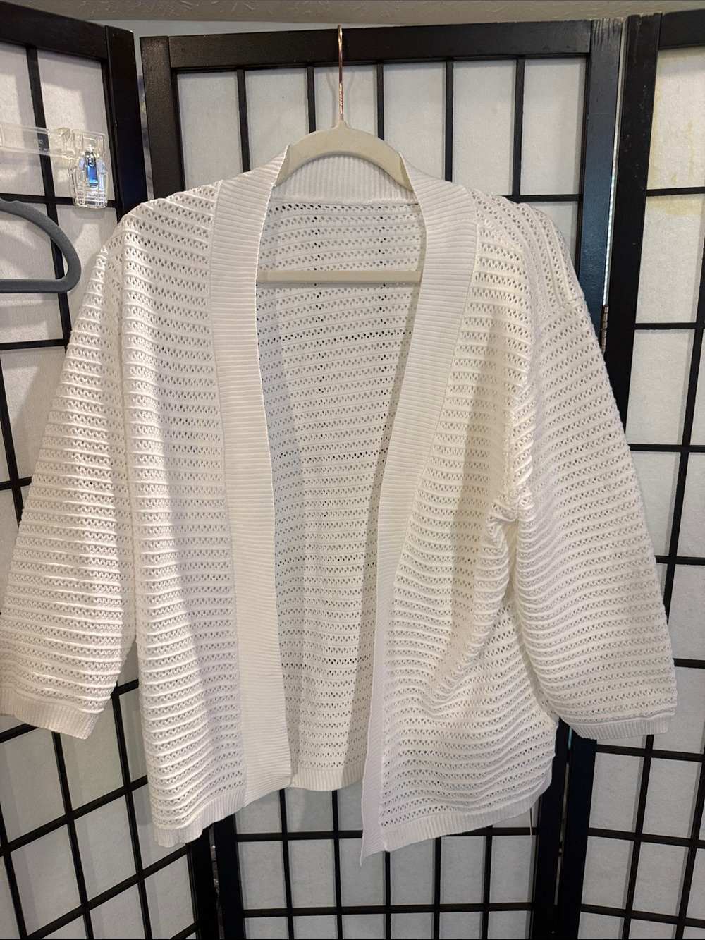 Coldwater Creek White Open-Weave Cardigan